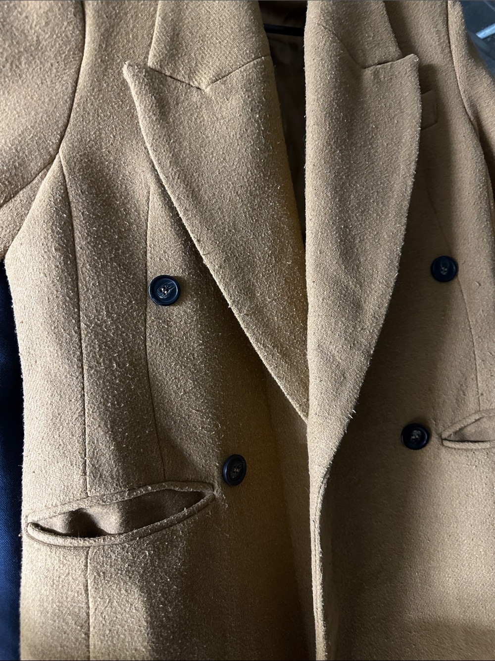 Avec Les Filles Double-Breasted Pea Coat in Camel - Picture 5 of 5